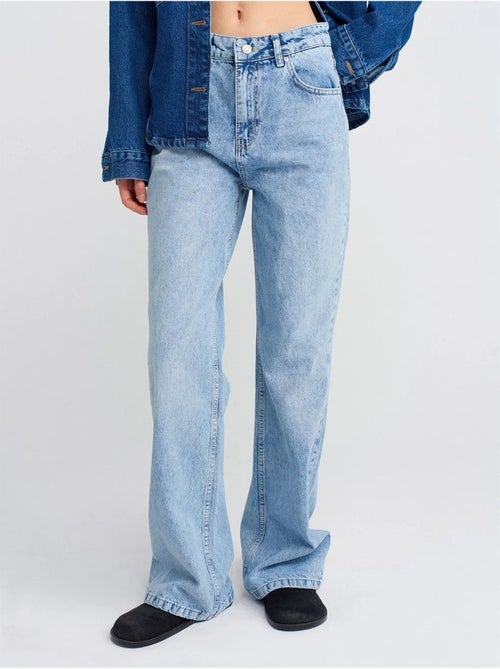 Jean En Denim À Taille Haute Et Jambe Large - Kiabi