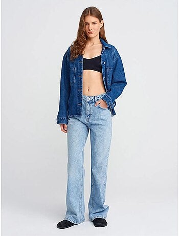 Jean en denim à taille haute et jambe large dilvin