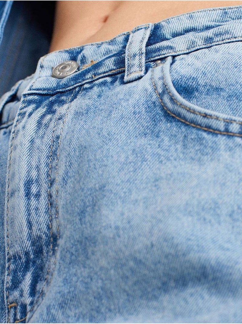 Jean en denim à taille haute et jambe large dilvin Bleu clair - Kiabi