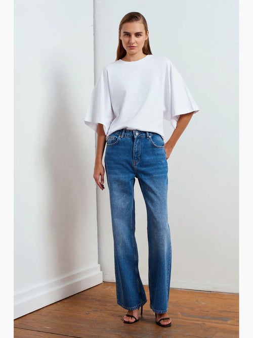 Jean en denim à taille haute et jambe large dilvin - Kiabi