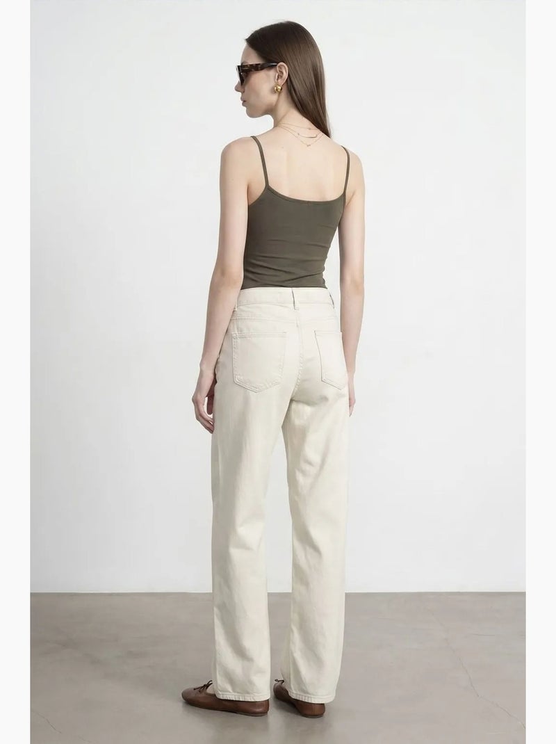 Jean en denim à taille haute et jambe large dilvin Sable - Kiabi