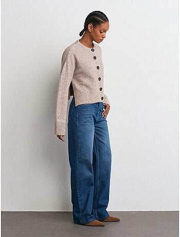 Jean en denim à taille mi-haute et jambe évasée dilvin