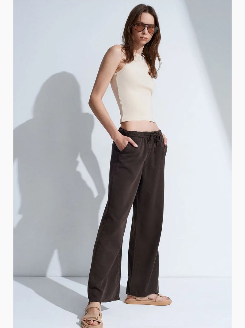 Jean en denim à taille mi-haute et jambe large dilvin Gris Noir - Kiabi