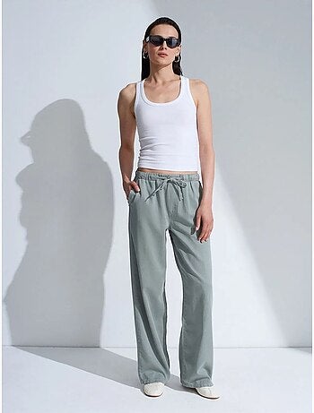 Jean en denim à taille mi-haute et jambe large dilvin