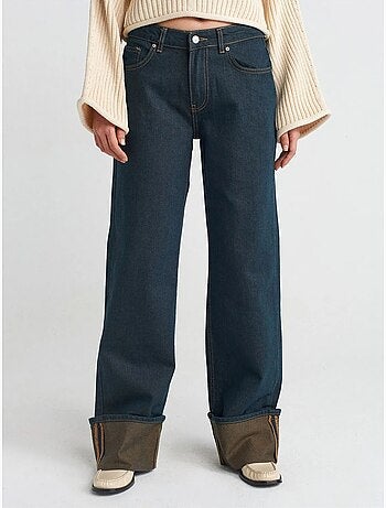 Jean en denim coton à taille mi-haute et jambe large dilvin