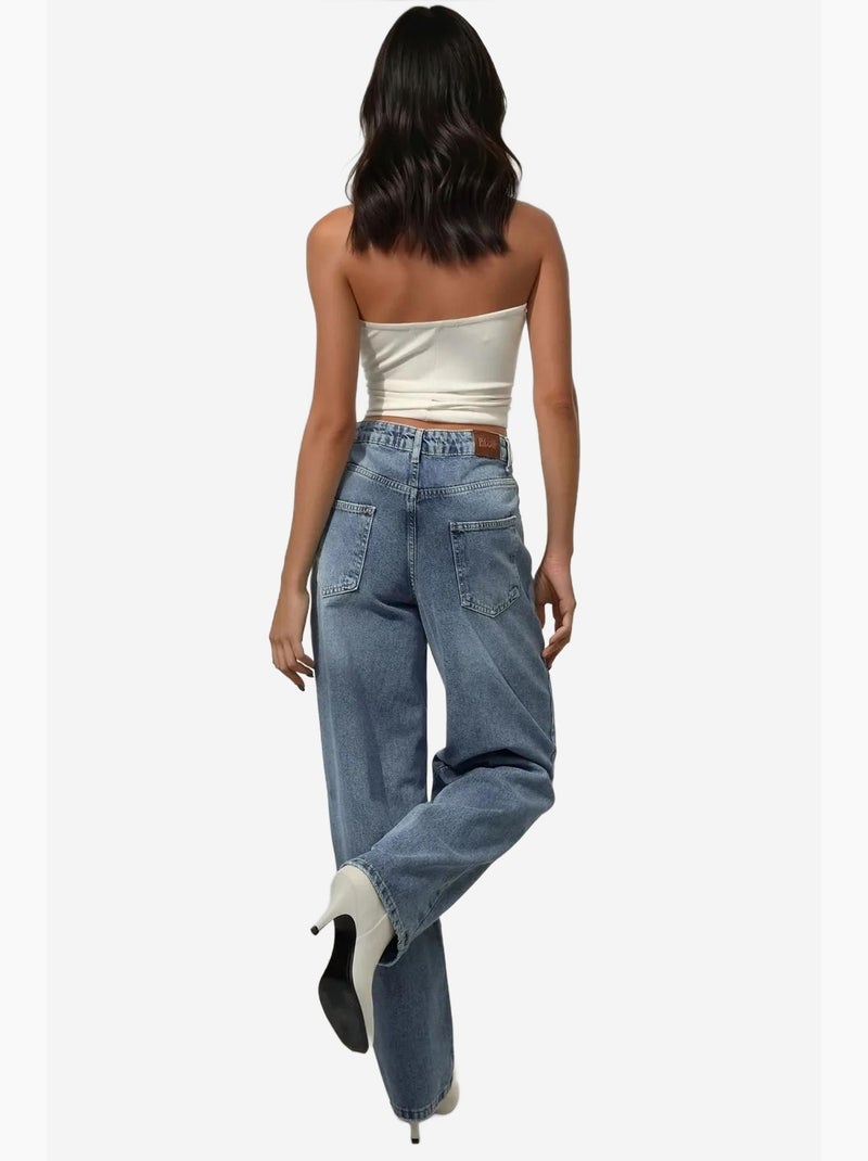 Jean en denim coupe ample à jambe large hiccup Bleu saphir - Kiabi