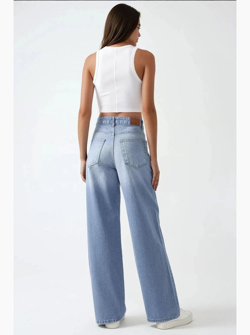 Jean en denim coupe ample hiccup Bleu clair - Kiabi