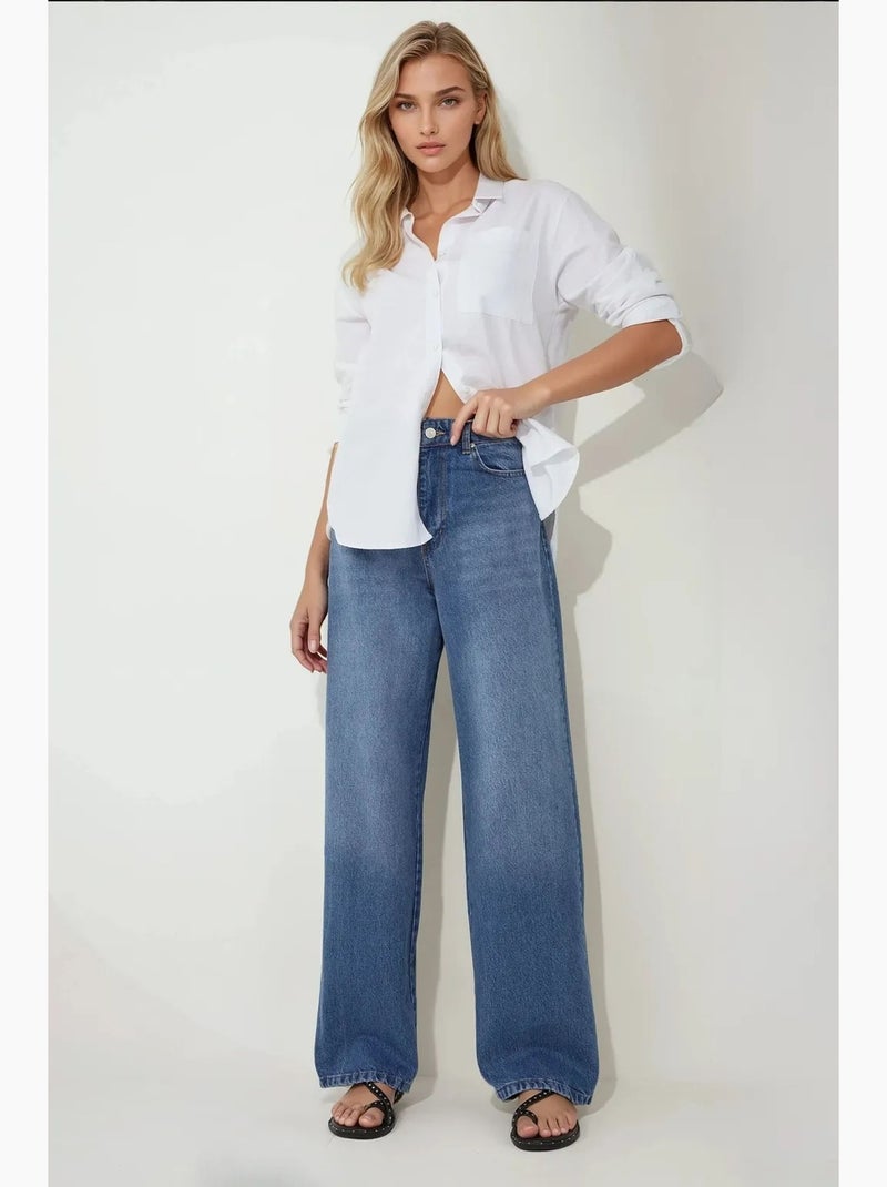 Jean en denim coupe ample hiccup Bleu saphir - Kiabi