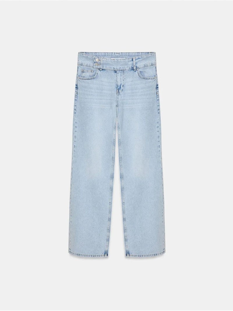 Jean en denim de coton à jambe large dilvin Bleu clair - Kiabi