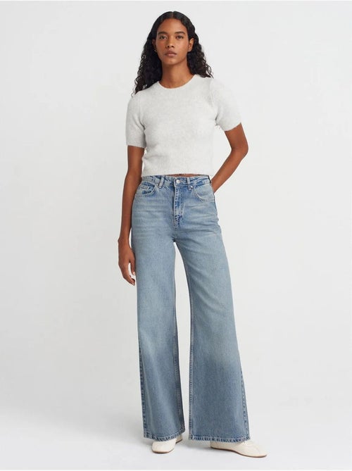Jean En Denim De Coton À Taille Haute Et Jambe Large - Kiabi