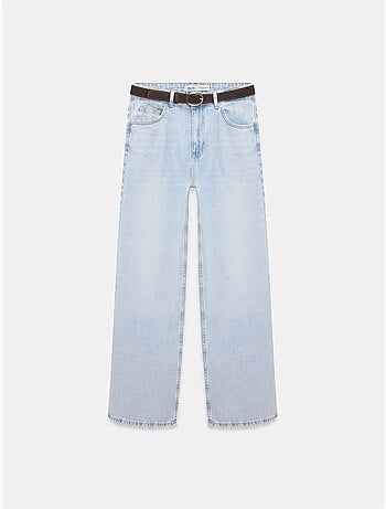 Jean en denim de coton à taille haute et jambe large dilvin