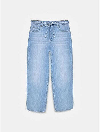 Jean en denim de coton à taille haute et jambe large dilvin
