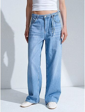 Jean en denim de coton à taille haute et jambe large dilvin