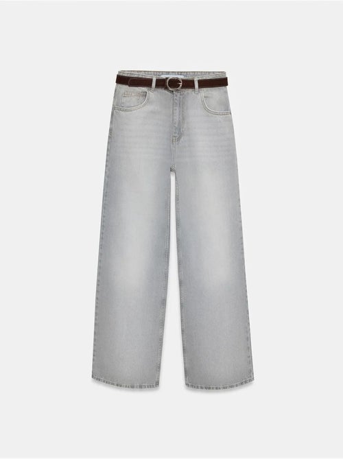 Jean En Denim De Coton À Taille Haute Et Jambe Large - Kiabi