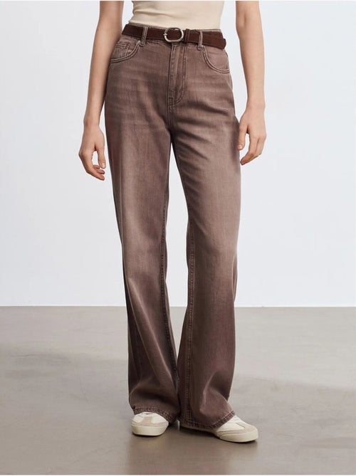 Jean En Denim De Coton À Taille Haute Et Jambe Large - Kiabi