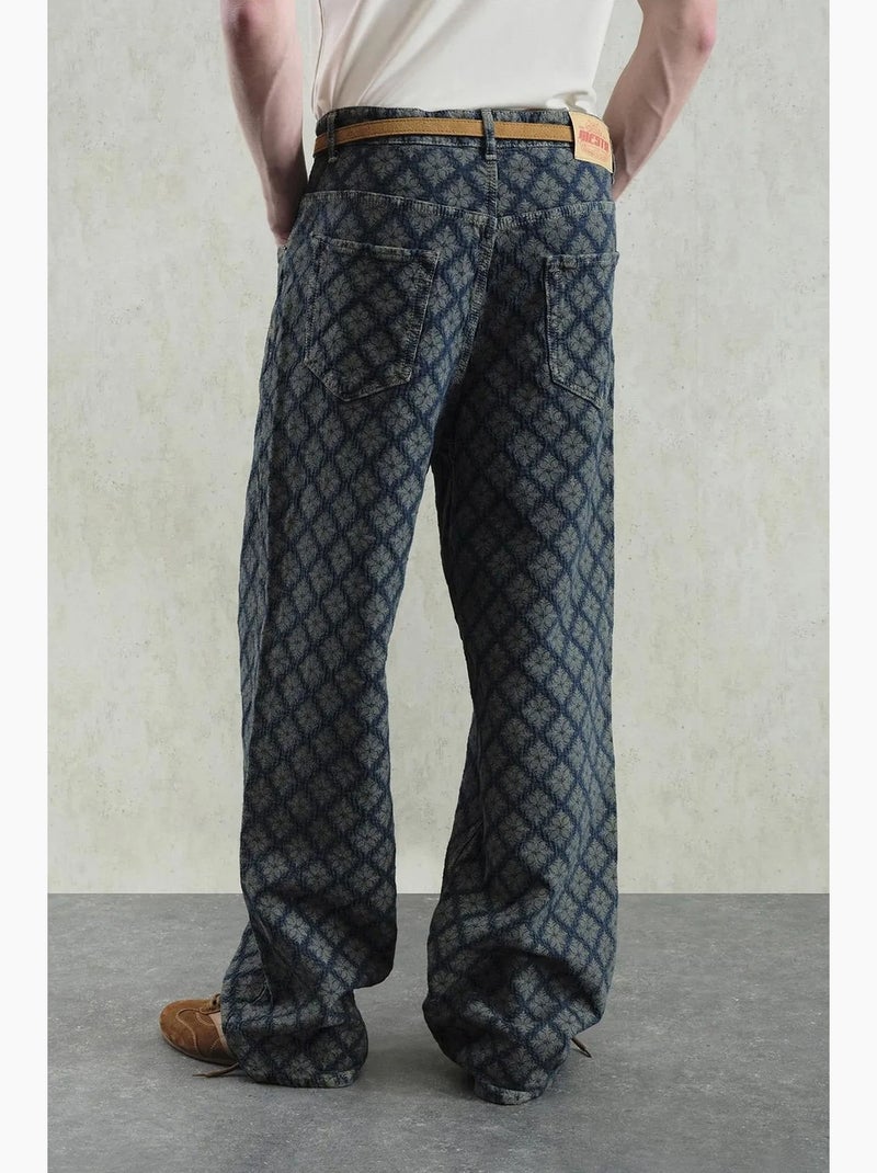 Jean en denim imprimé coupe ample pour homme giesto Bleu marine - Kiabi