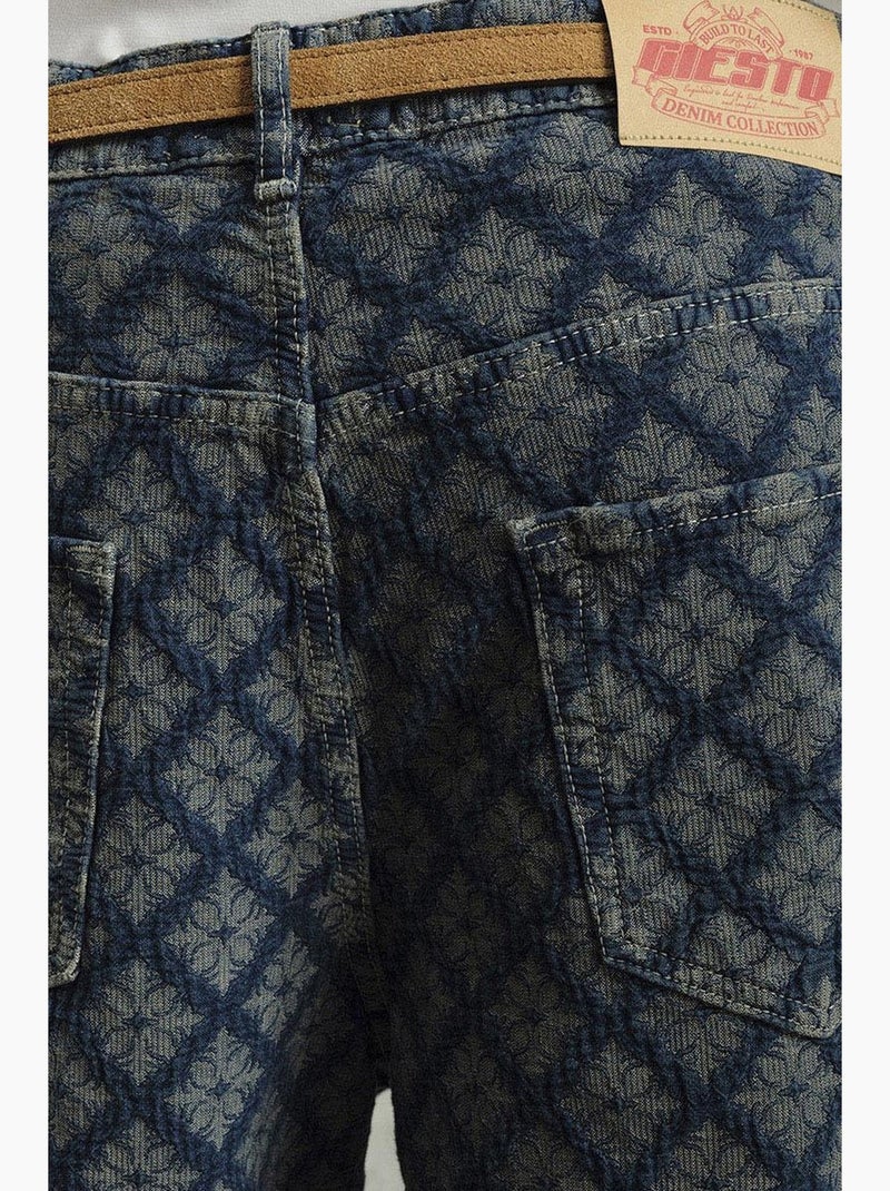 Jean en denim imprimé coupe ample pour homme giesto Bleu marine - Kiabi