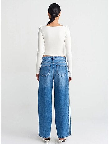 Jean en denim rayé à taille haute et jambe large dilvin