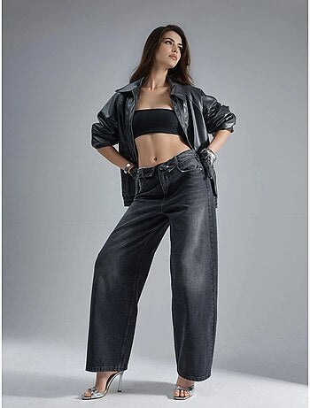 Jean en denim taille basse à jambes larges