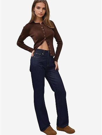 Jean en denim taille haute à jambe droite