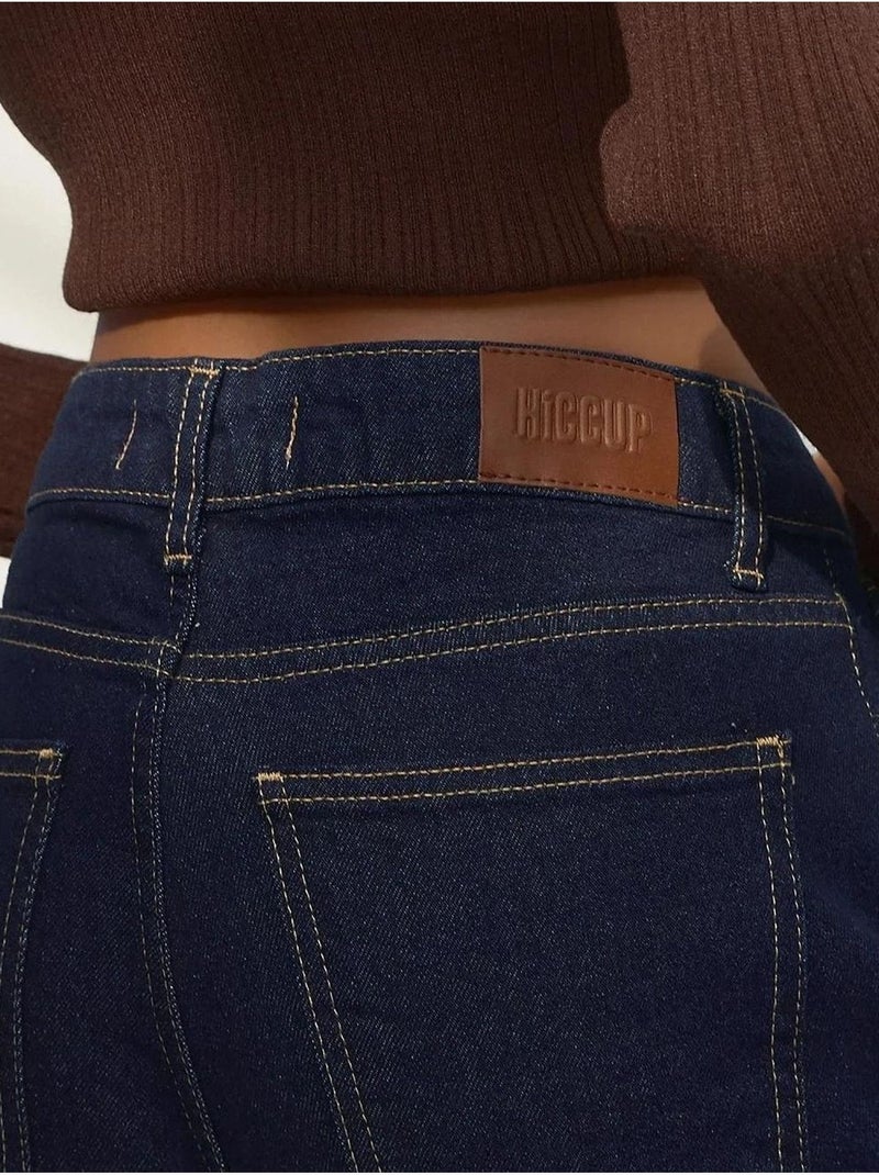 Jean en denim taille haute à jambe droite Bleu gris - Kiabi