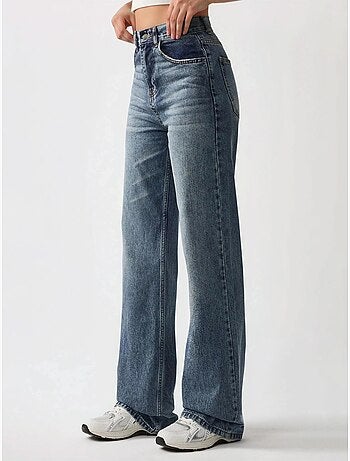 Jean en denim taille haute à jambe droite
