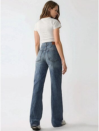 Jean en denim taille haute à jambe droite