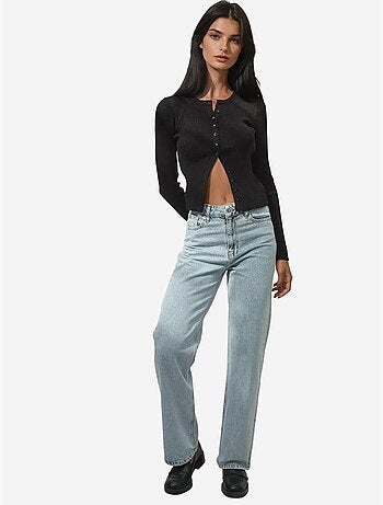 Jean en denim taille haute à jambe droite hiccup