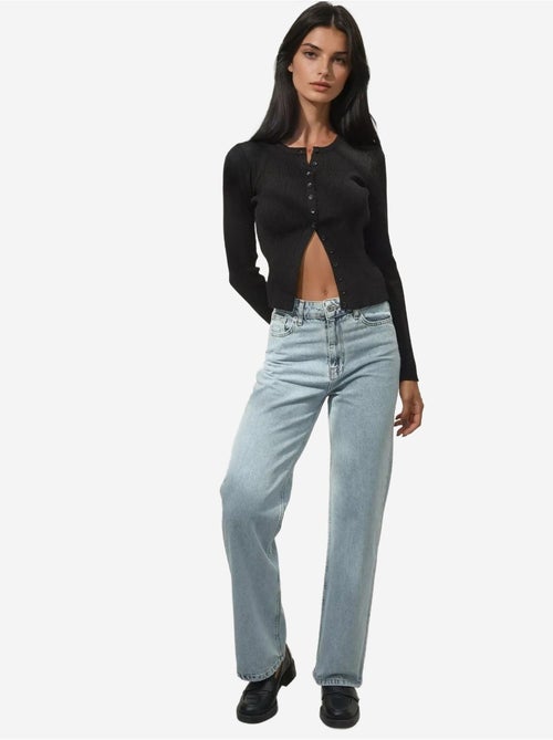 Jean en denim taille haute à jambe droite hiccup - Kiabi Jean en denim taille haute à jambe droite hiccup - Kiabi