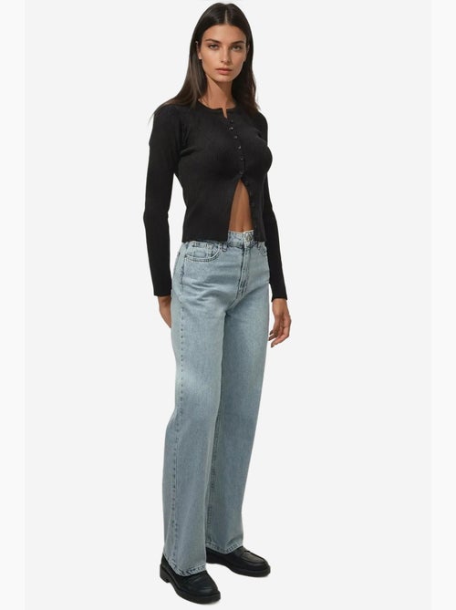 Jean en denim taille haute à jambe droite hiccup - Kiabi Jean en denim taille haute à jambe droite hiccup - Kiabi