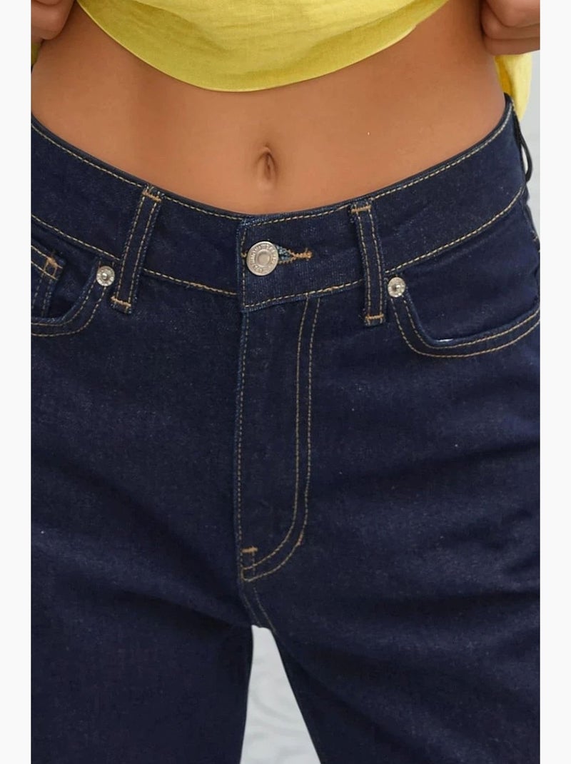 Jean en denim taille haute à jambe droite hiccup Bleu gris - Kiabi