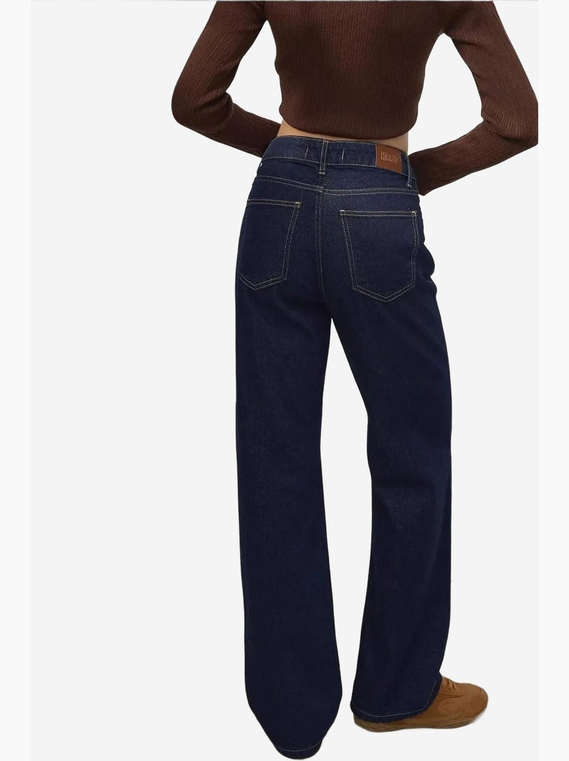 Jean en denim taille haute à jambe droite hiccup Bleu gris - Kiabi