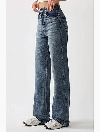 Jean en denim taille haute à jambe droite hiccup
