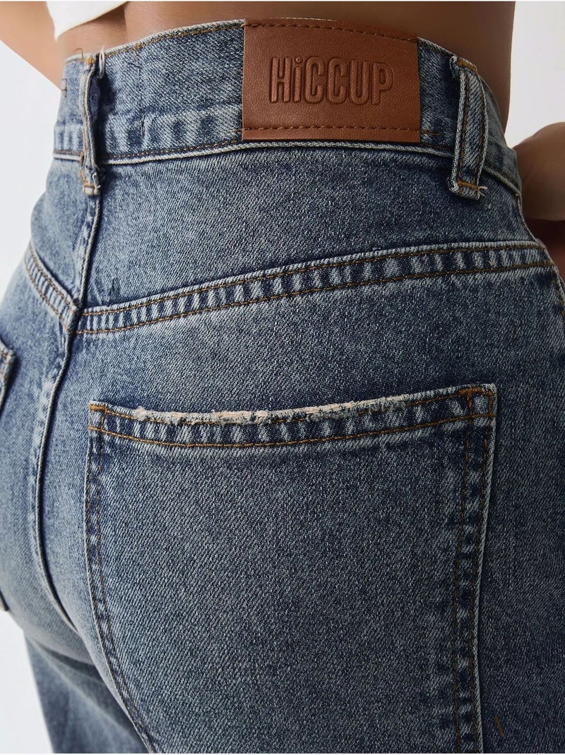 Jean en denim taille haute à jambe droite hiccup Bleu saphir - Kiabi