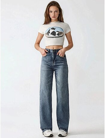 Jean en denim taille haute à jambes droites