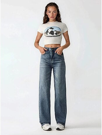 Jean en denim taille haute à jambes droites