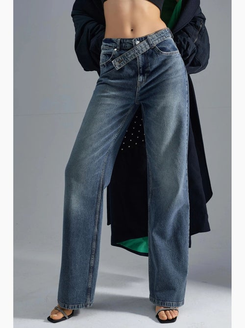 Jean en denim taille haute à jambes larges hiccup - Kiabi