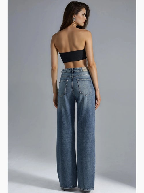 Jean en denim taille haute à jambes larges hiccup - Kiabi