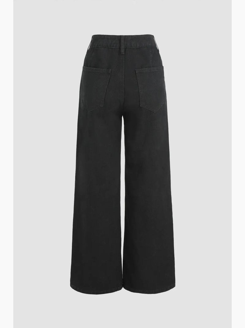 Jean en denim taille haute à jambes larges hiccup Noir - Kiabi