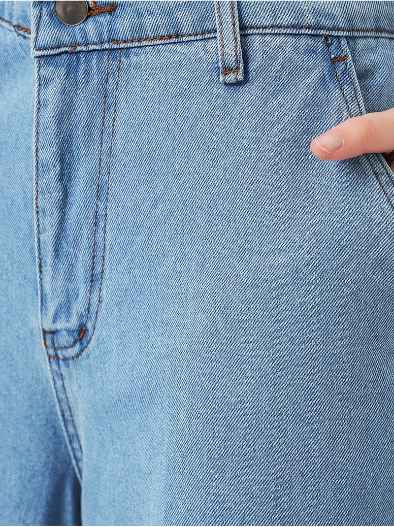 Jean en denim taille haute et jambes larges bdart Bleu pastel - Kiabi