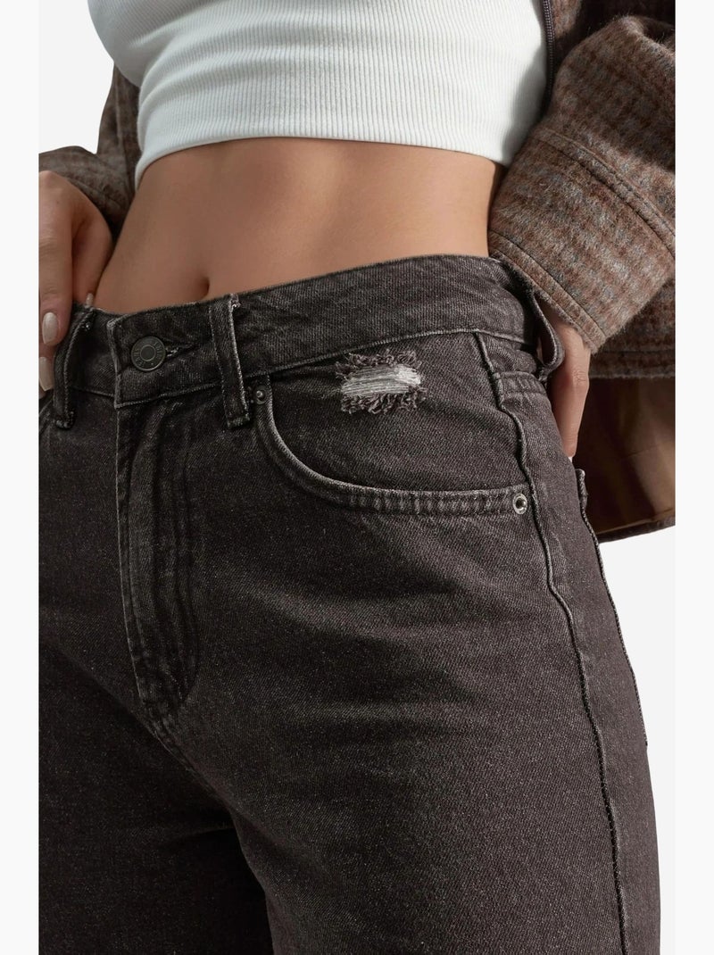 Jean en denim taille haute et jambes larges des années 90 hiccup Marron foncé - Kiabi