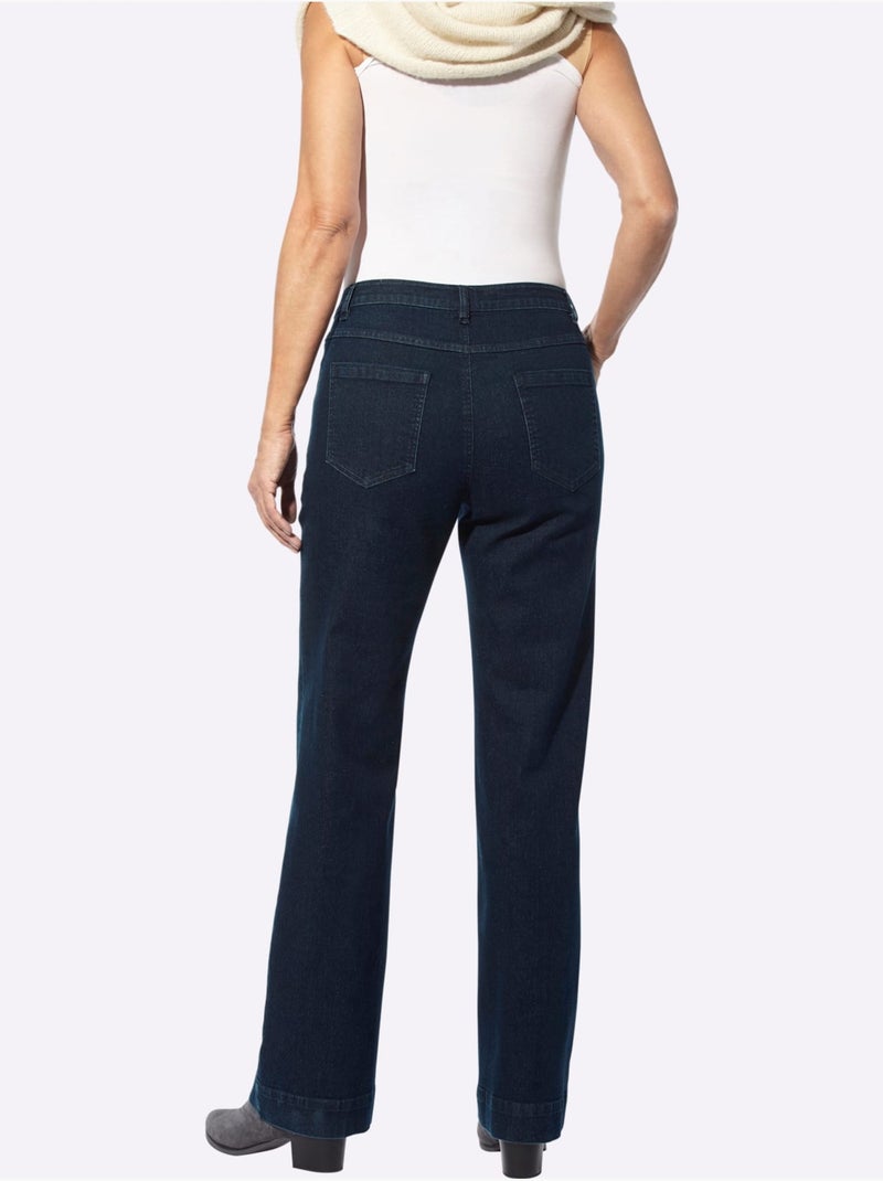 Jean en qualité extensible avec ceinture gainante et jambes larges - taille standard - moda vilona Bleu foncé - Kiabi