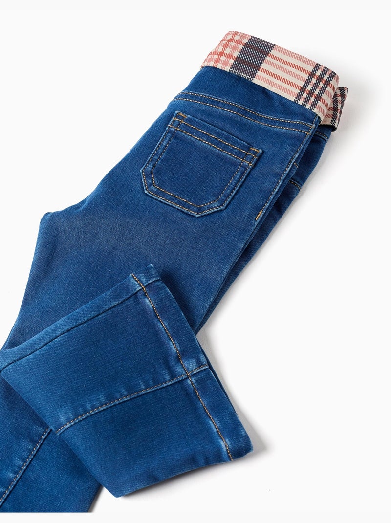 Jean évasé avec poches et ceinture à carreaux Bleu Bleu - Kiabi