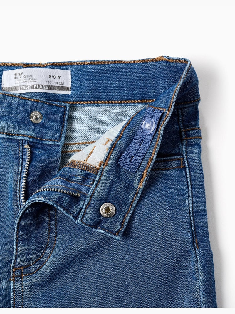Jean évasé avec taille ajustable et poches Bleu clair - Kiabi