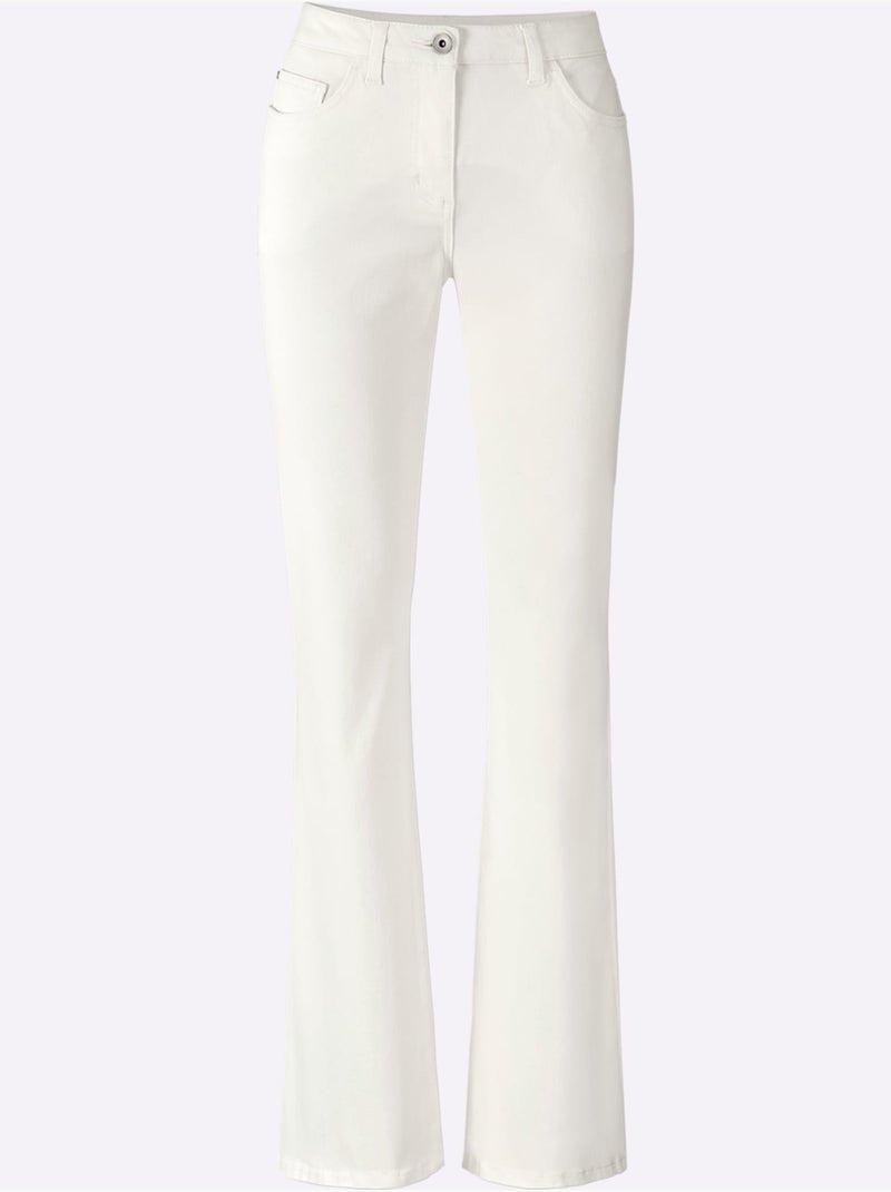 Jean évasé Coton Extensible - Taille Courte - Witt Blanc - Kiabi