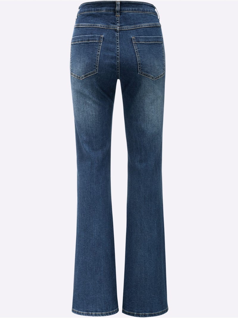 Jean évasé Coton Extensible - Taille Courte - Witt Bleu jean - Kiabi