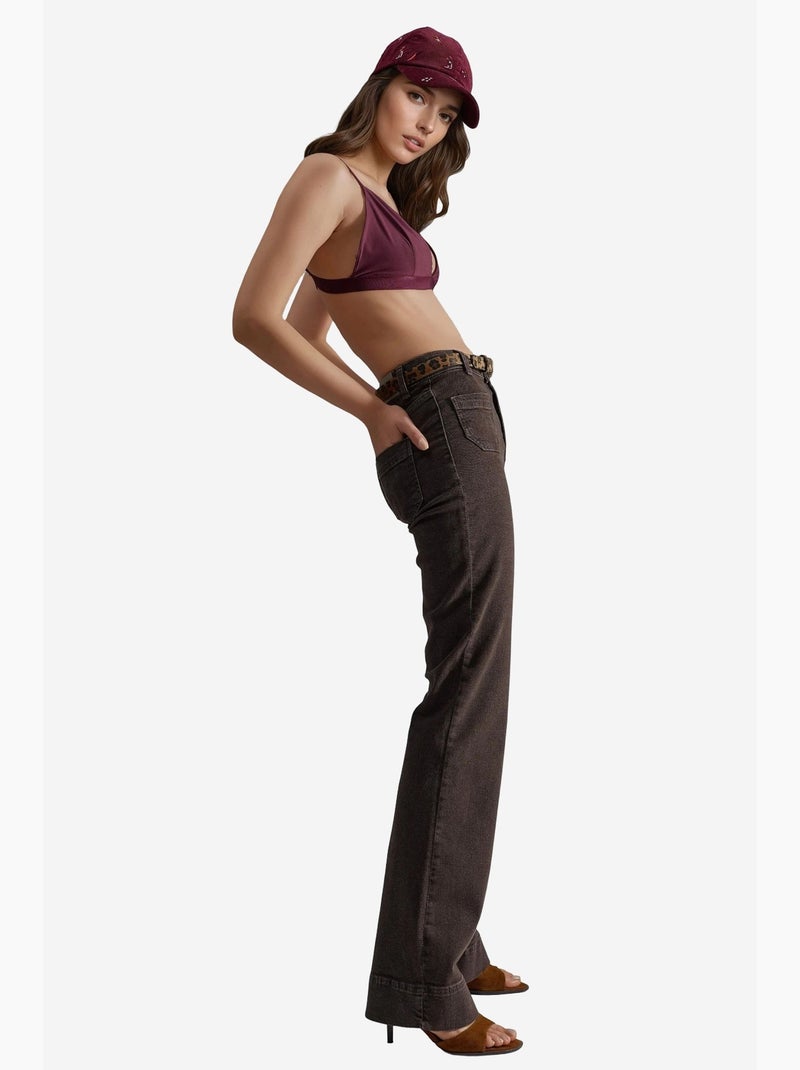 Jean évasé taille haute hiccup Marron foncé - Kiabi
