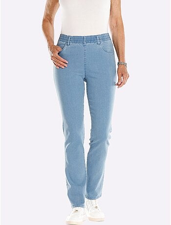 Jean extensible à ceinture élastique avec empiècements et poches - Taille standard - Moda Vilona