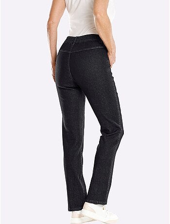 Jean extensible à ceinture élastique avec empiècements et poches - Taille standard - Moda Vilona
