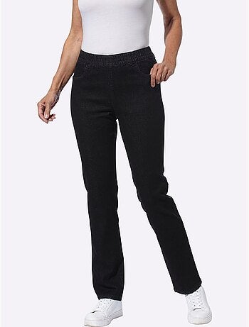 Jean extensible à ceinture élastique avec empiècements et poches - Taille standard - Moda Vilona